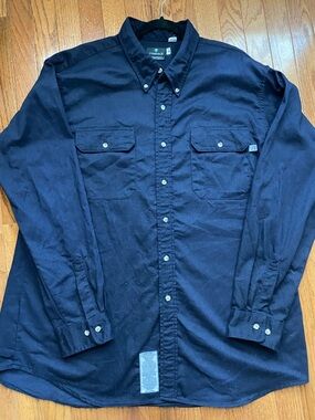 Tyndale $159 Men's FRMC Navy Blue Twill FR Button Down Work Shirt. XL EUC